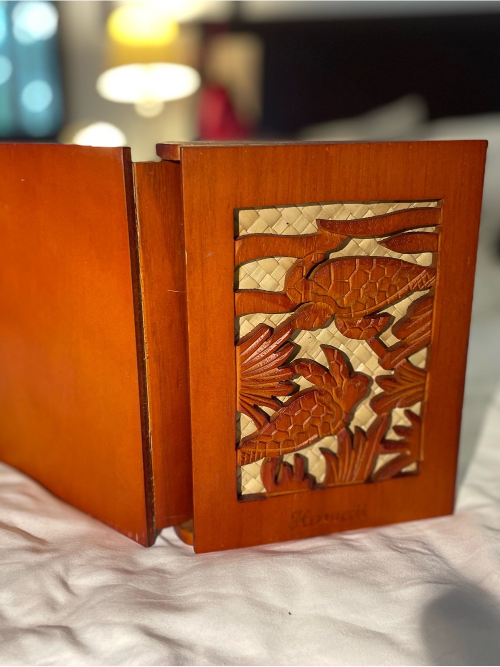 Carved Wooden Photo Album Made in Hawaii Turtle Motif